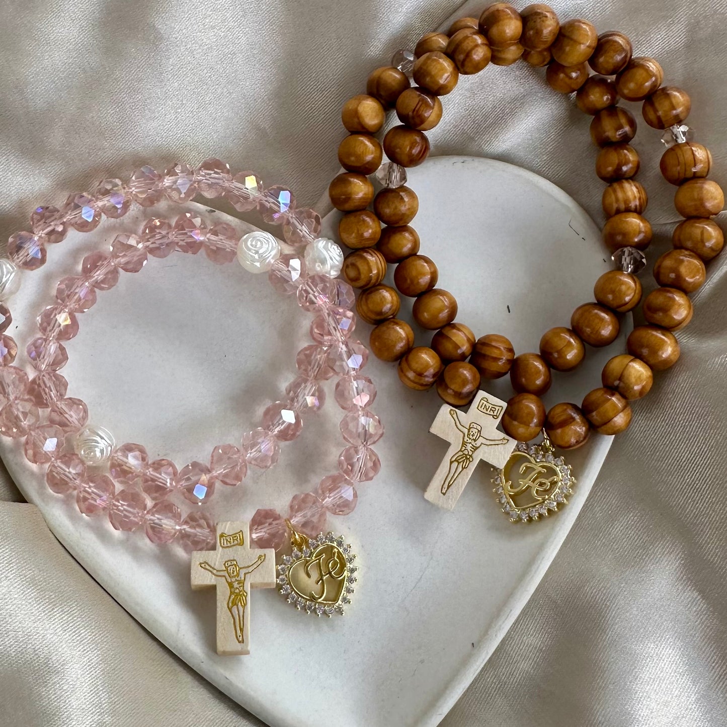 Rosario de mano corazón fe