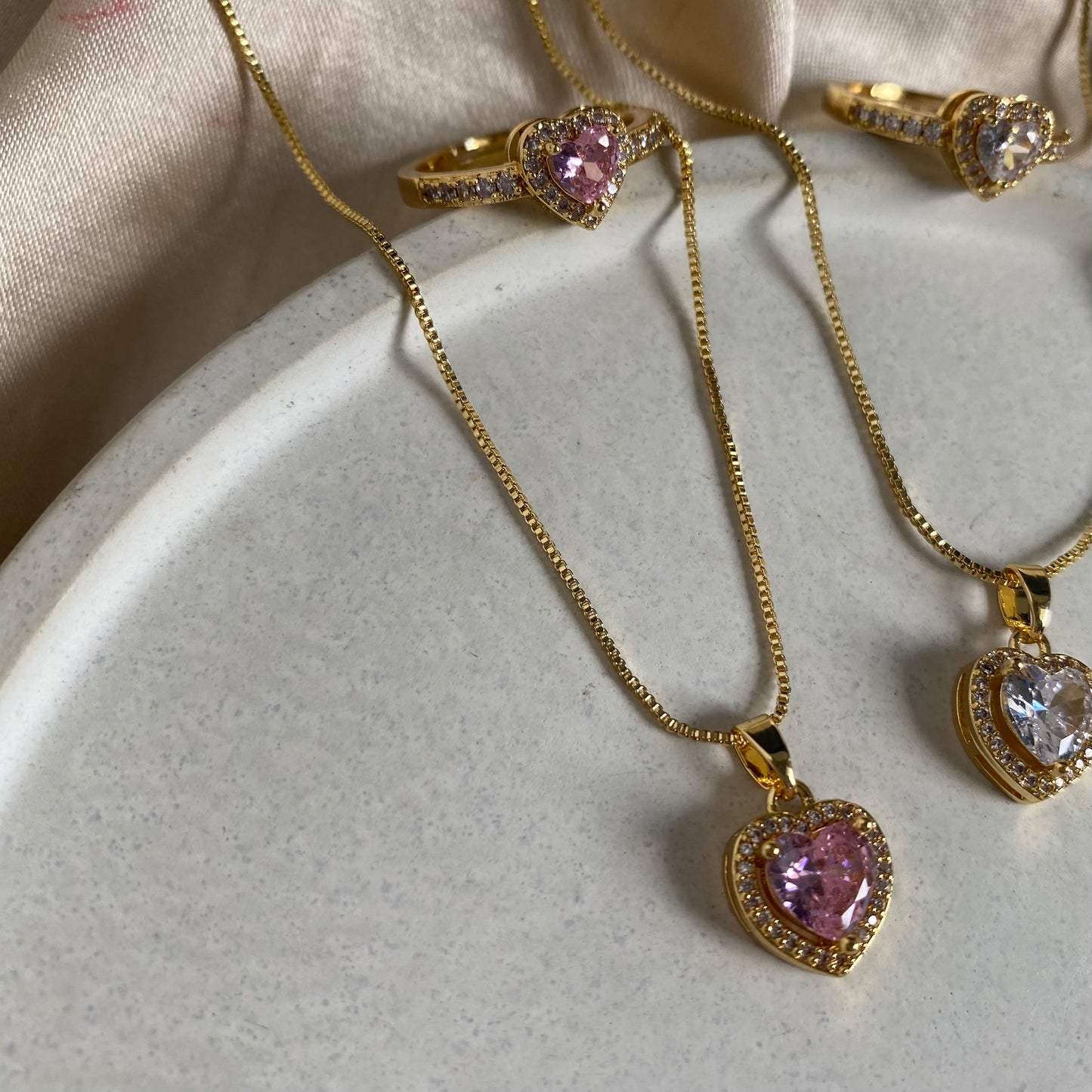 Set corazón cristal