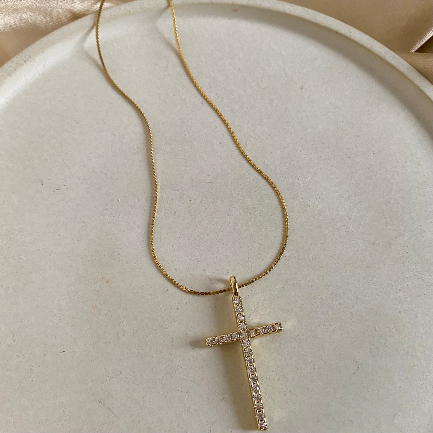 Cadena acero cruz rodinada