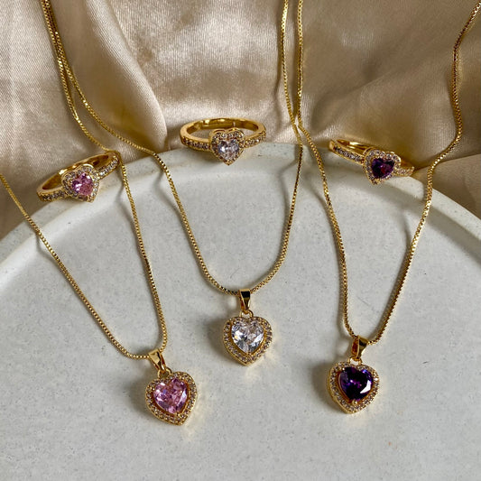 Set corazón cristal