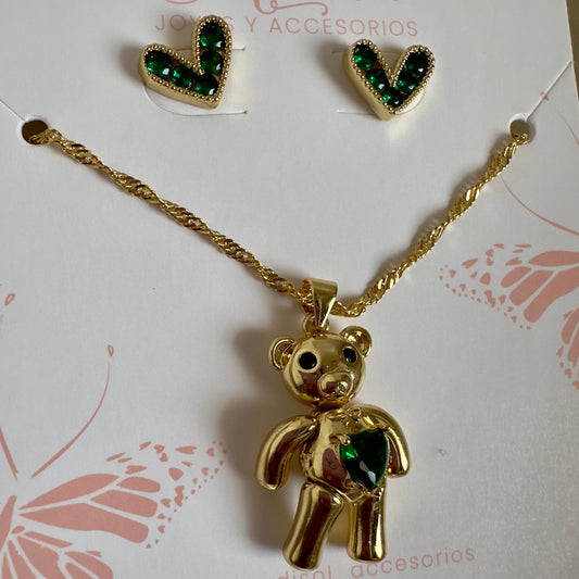 Set oso verde esmeralda