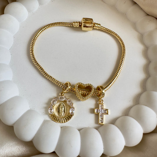 Brazalete virgen corazón cruz