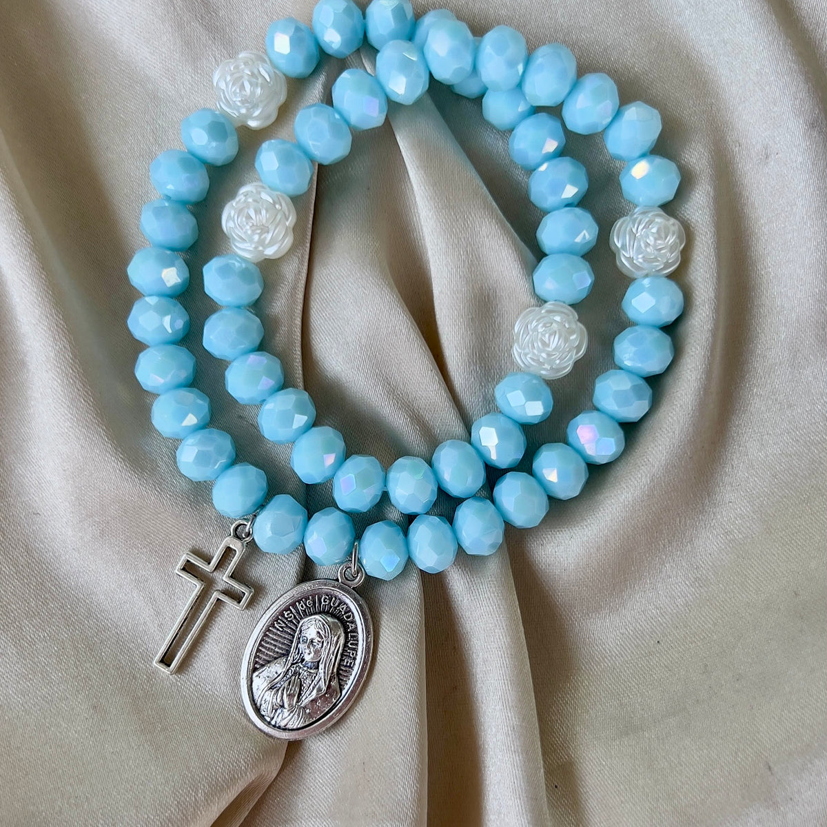Rosario de mano Guadalupe rosas