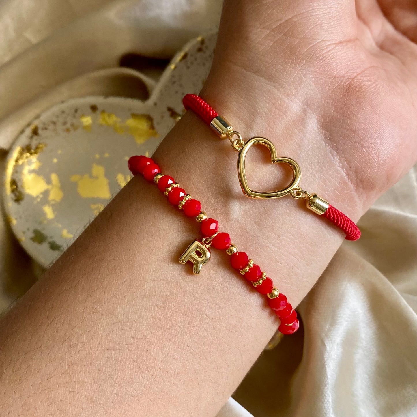 Set pulseras rojo personalizado