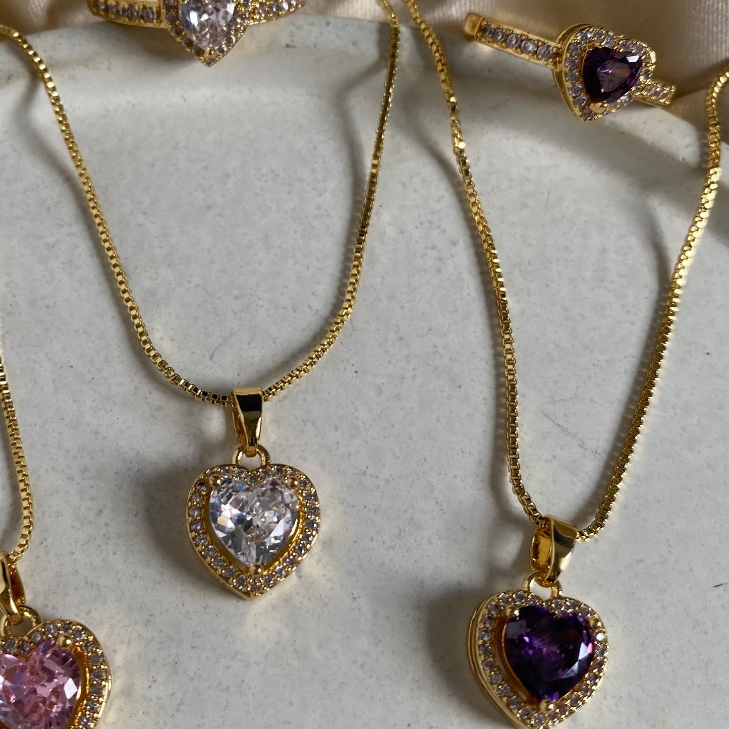 Set corazón cristal