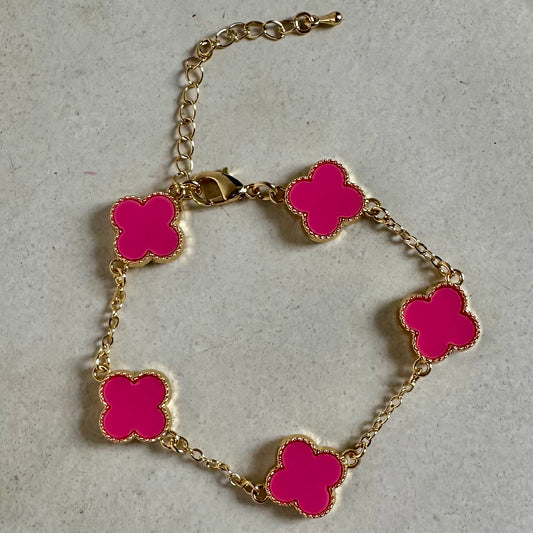 Pulsera trébol fucsia