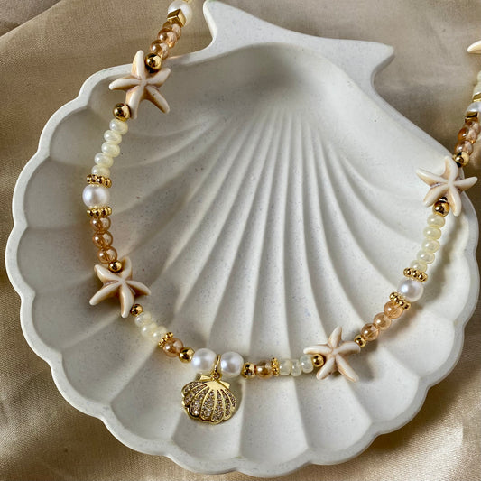 Collar estrellas y concha de mar
