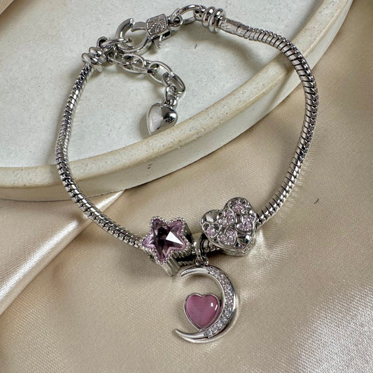 Pulsera plateada rosa