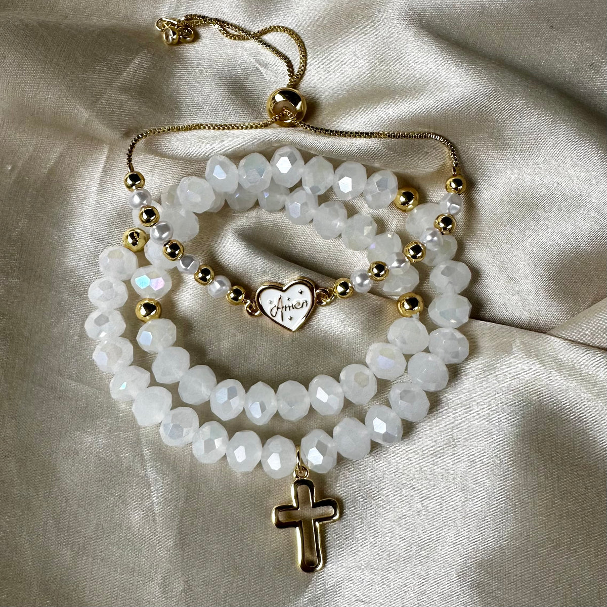 Set blanco perlado Amén