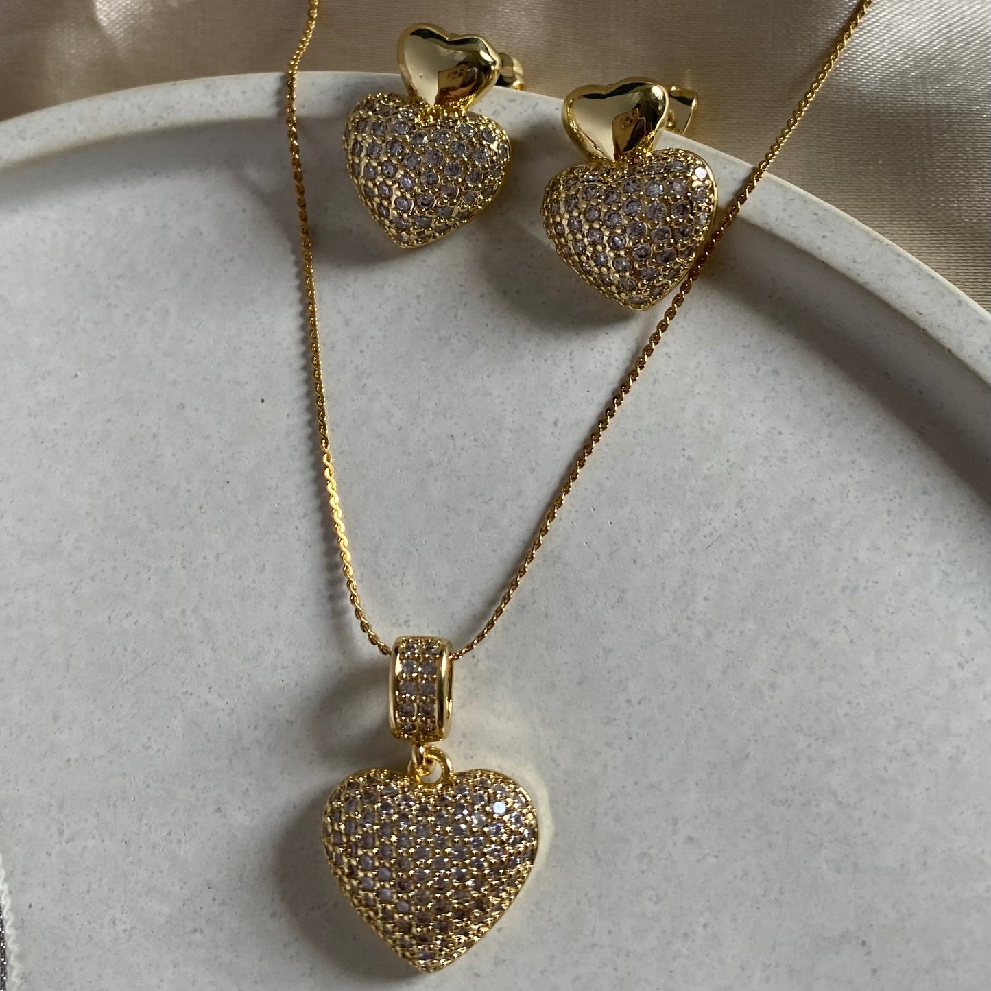 Set corazones acero-rodio