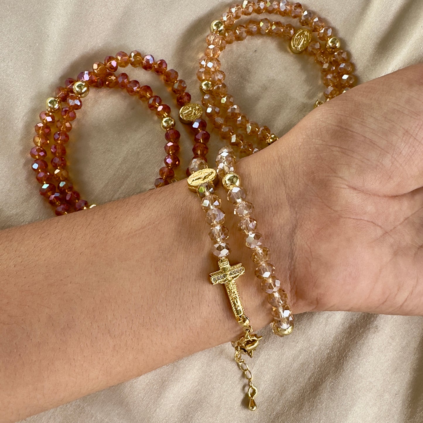 Rosario pulsera rodio