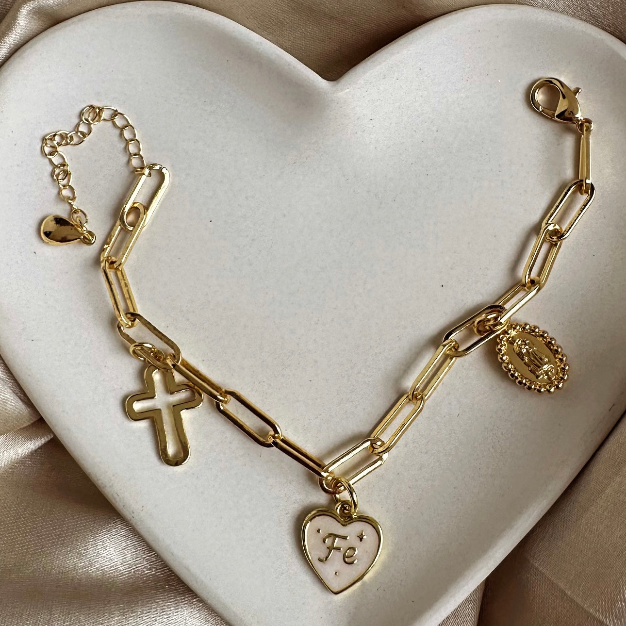 Pulsera cruz fe virgen