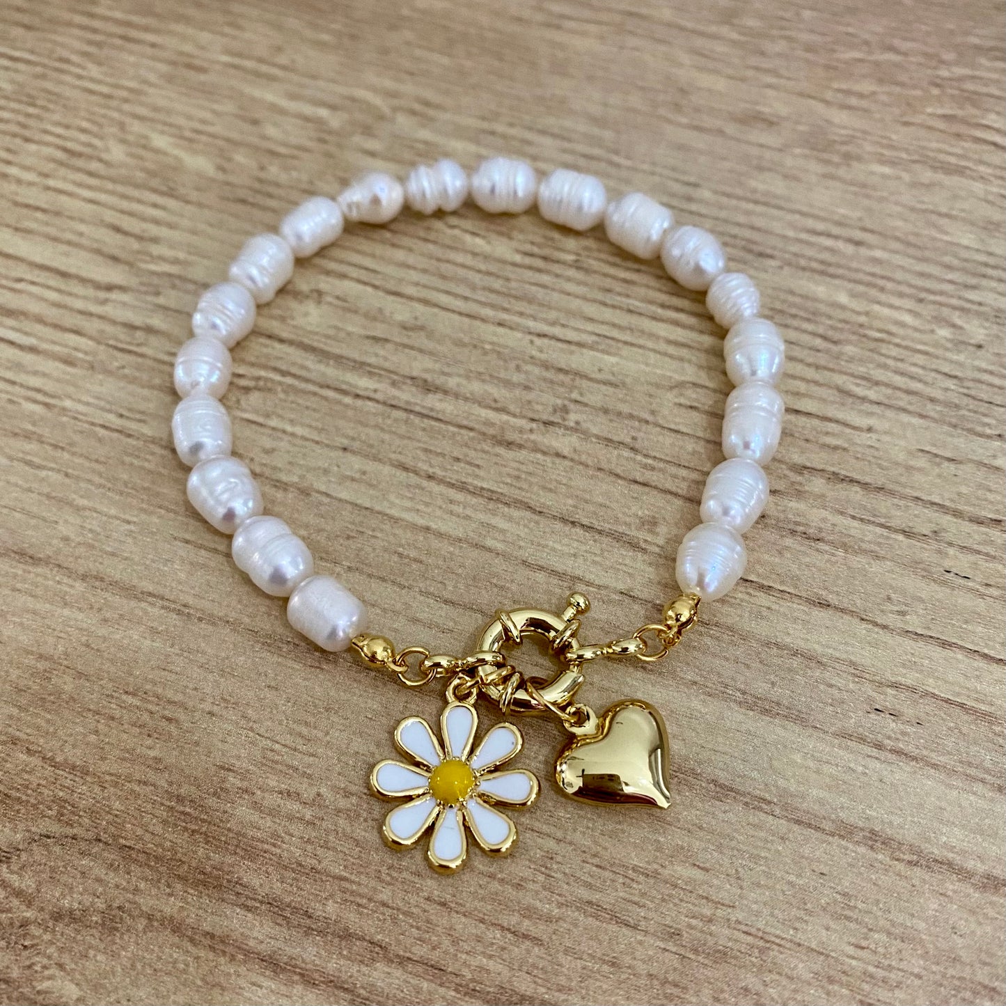 Pulsera Perlas naturales doble dije